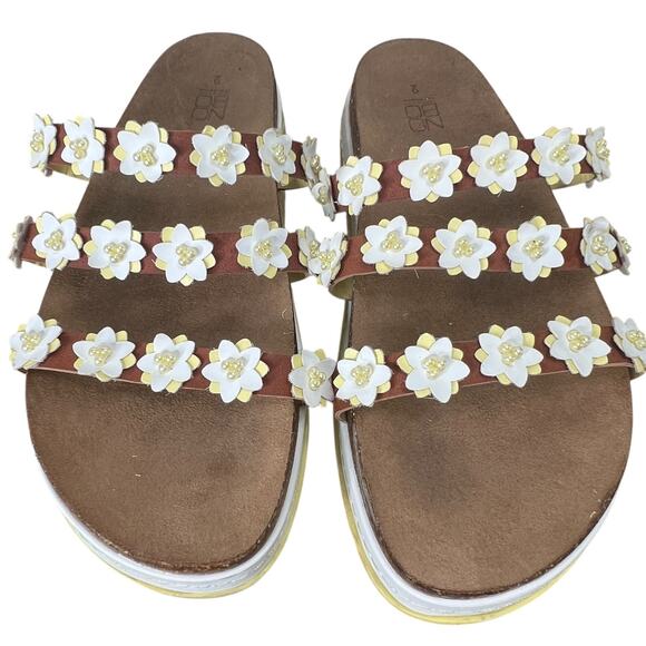 No Boundaries NOBO Daisy Cork Platform Sandals Slide Chunky Boho Hippie Y2K Sz 9 - Picture 1 of 11